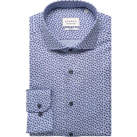ETERNA Overhemd middenblauw, Bedrukt