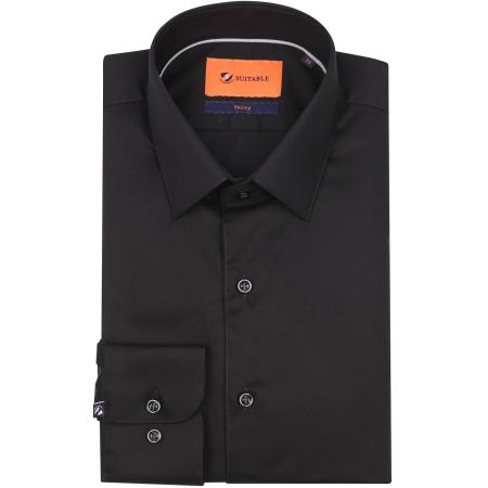Suitable Twill Overhemd Zwart