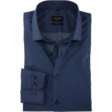 OLYMP No. Six Overhemd marine, Bedrukt