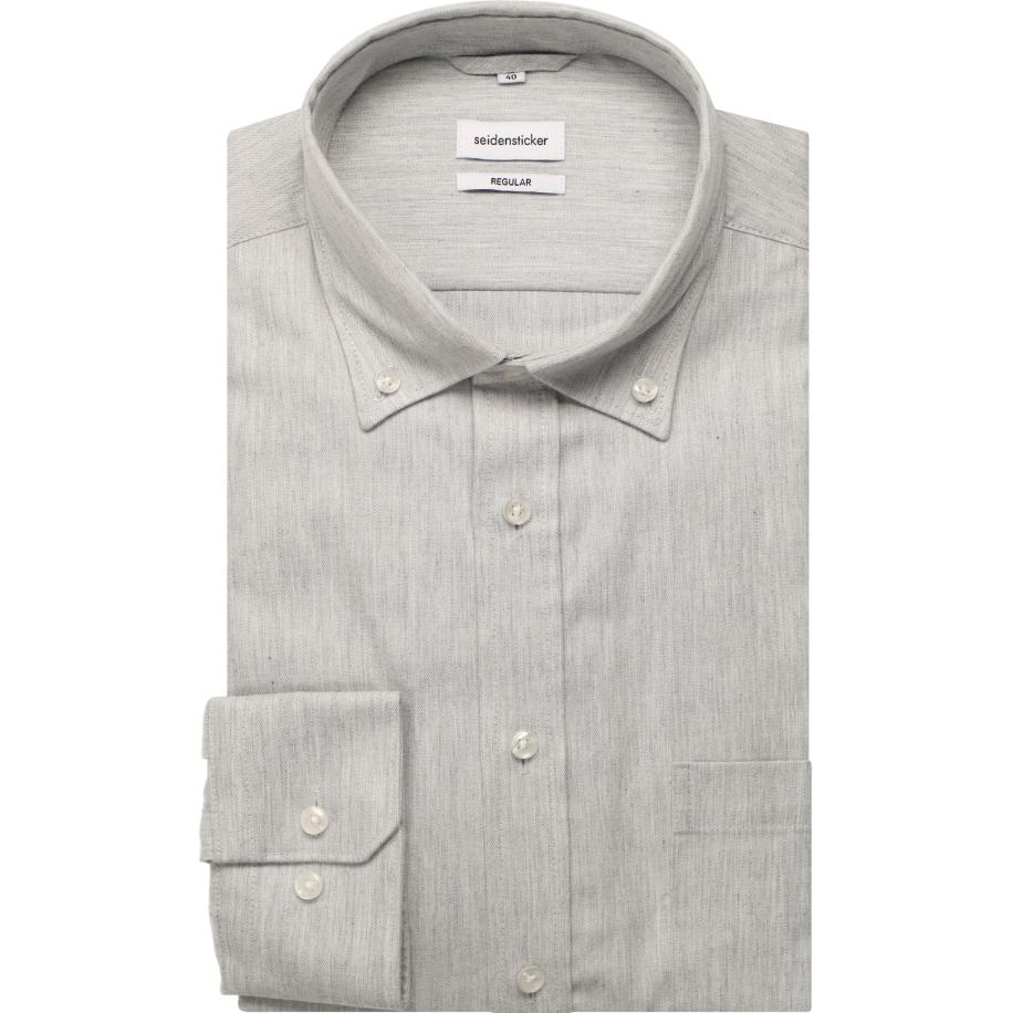 Seidensticker Overhemd lichtgrijs, Effen Grijs