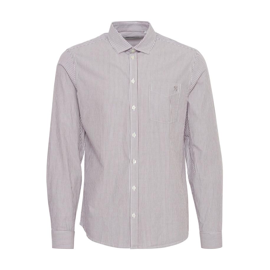 Casual Friday Casual Friday Overhemd Anton donkerbruin / wit -