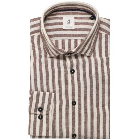 Jupiter Overhemd bruin, Gestreept