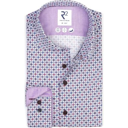 R2 Amsterdam Overhemd paars, Bedrukt
