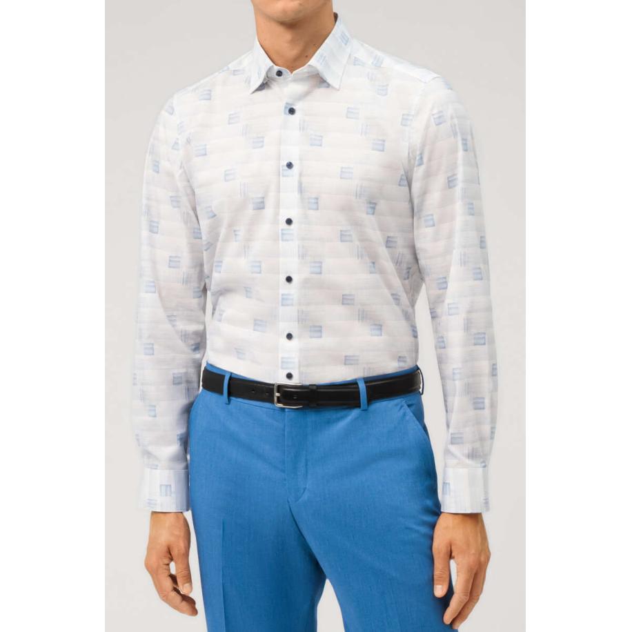 OLYMP Level Five Overhemd blauw, Bedrukt Blauw