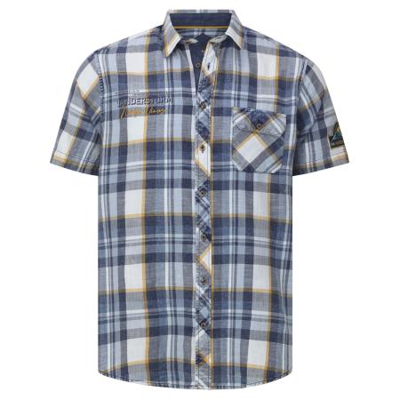 jan vanderstorm Jan Vanderstorm Overhemd Ingolof blauw denim / lichtoranje / wit