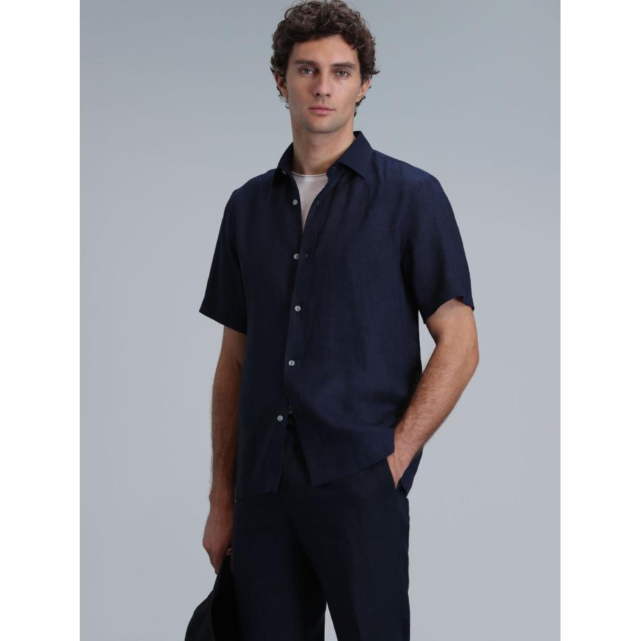 Lufian Lufian Overhemd Bert donkerblauw -