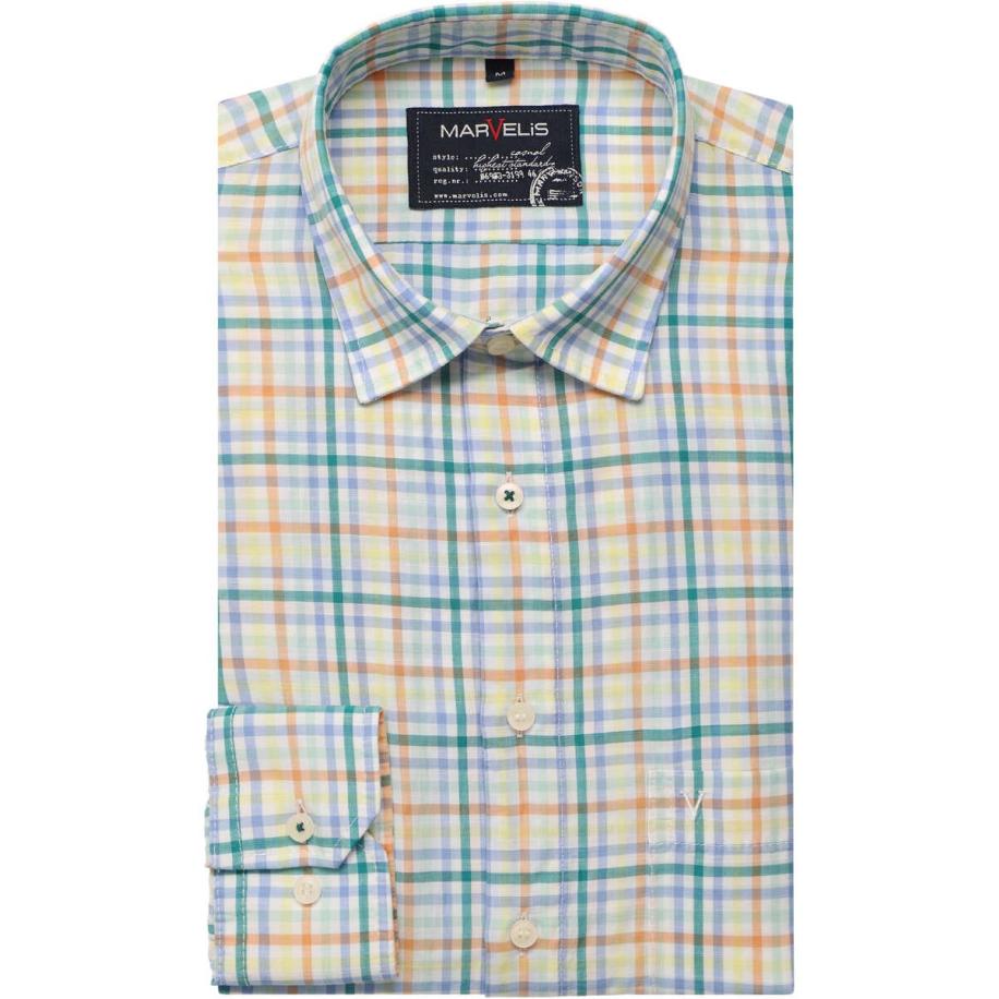 Marvelis Casual Overhemd zalm, Ruit Multicolor