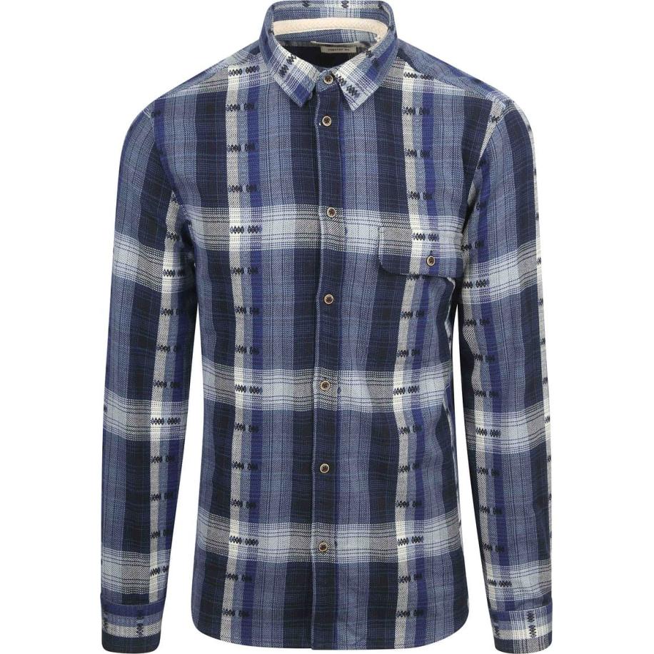 Anerkjendt Overhemd Leif Ruit Indigo Blauw