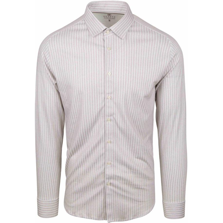 Desoto Overhemd Streep Beige Bruin