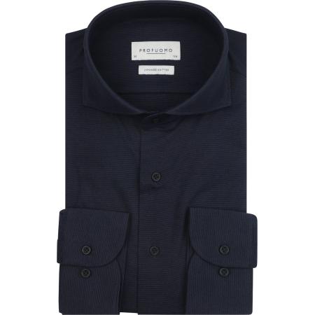 Profuomo Japanese Knitted Overhemd Structure Navy