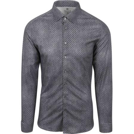 Desoto Overhemd Print Denim Donkerblauw