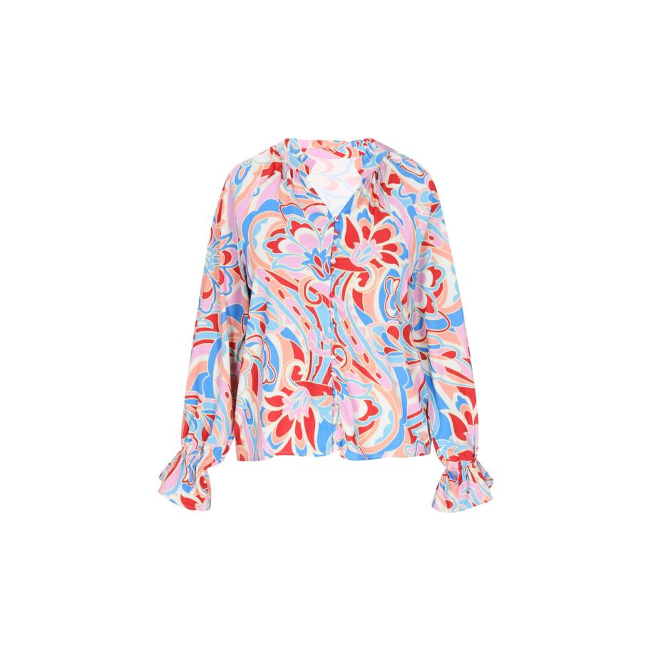 Gaya Gaya Blouse Fashion Look azuur / rosa / rood / wit -