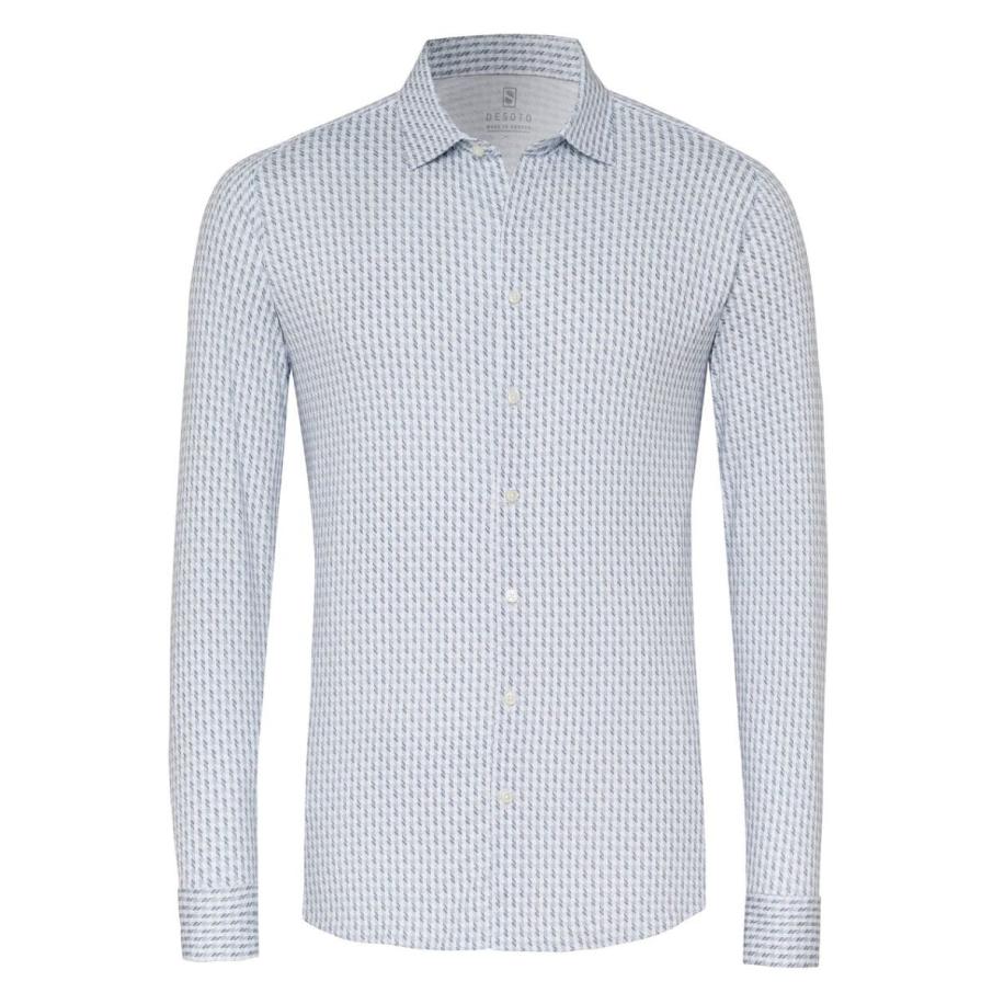Desoto Jersey shirt wit/blauw/grijs, Motief Multicolor