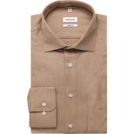 Seidensticker Flanellen Overhemd beige, Effen