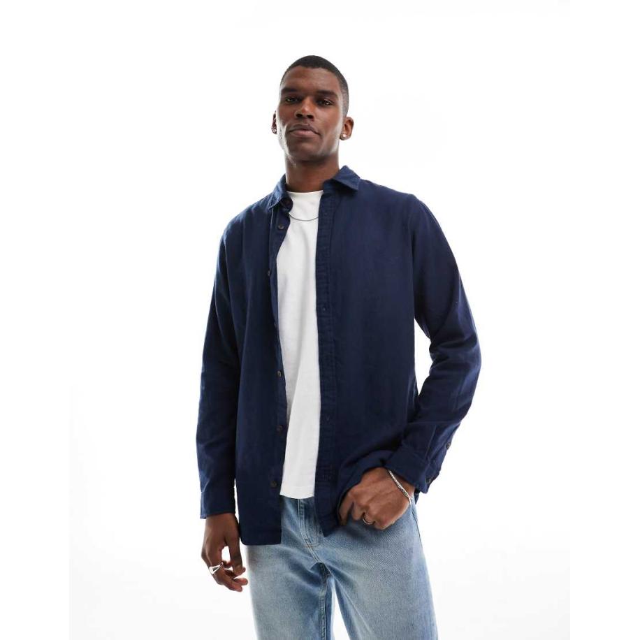 Jack & Jones - Flanellen overhemd in marineblauw Blauw