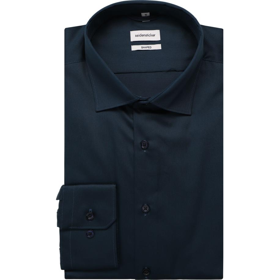 Seidensticker Overhemd blauw, Effen Blauw