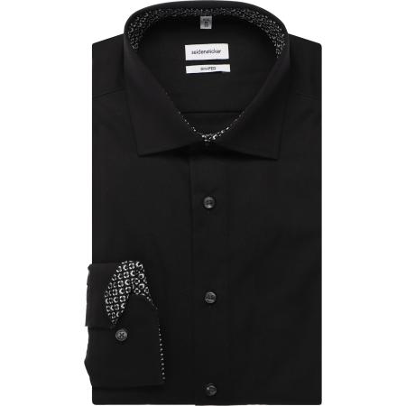 Seidensticker Overhemd zwart, Effen