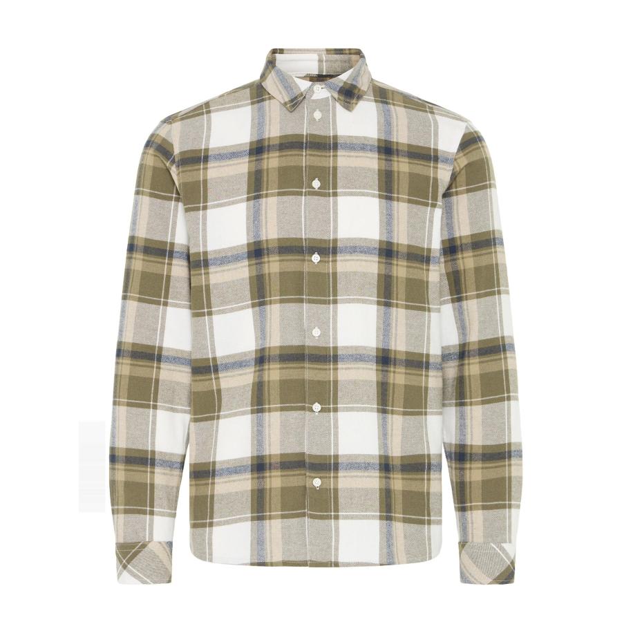 Solid !Solid Overhemd CHRIS donkerblauw / olijfgroen / wit -