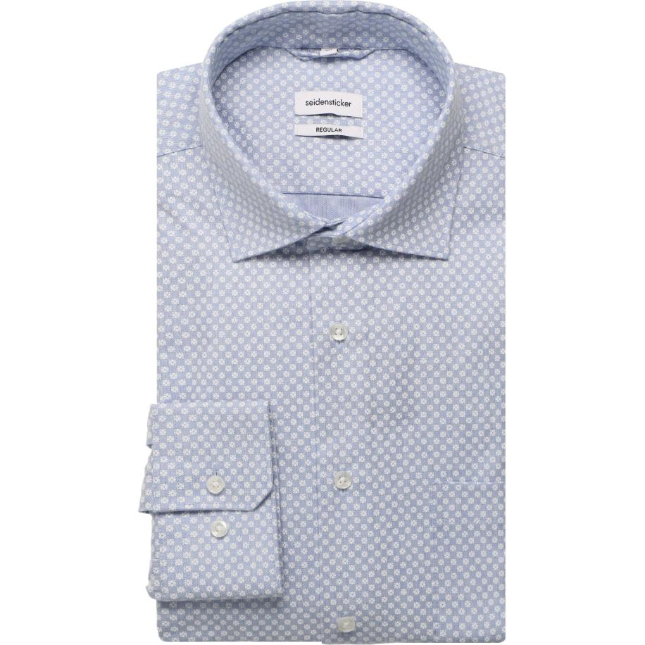 Seidensticker Flanellen Overhemd blauw, Pied De Poule Blauw