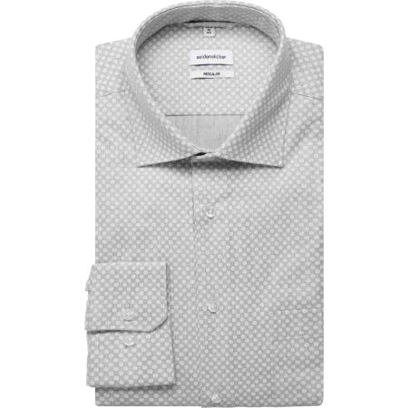 Seidensticker Flanellen Overhemd lichtgrijs, Bedrukt