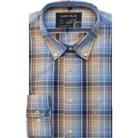 Marvelis Casual Overhemd bruin, Ruit