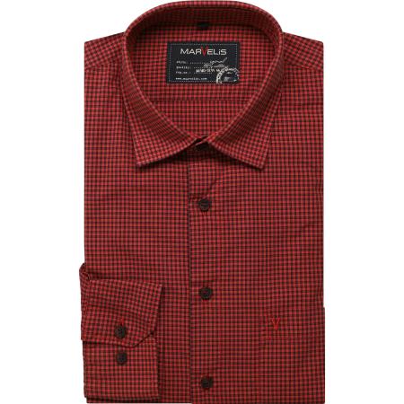 Marvelis Casual Overhemd rood/zwart, Ruit