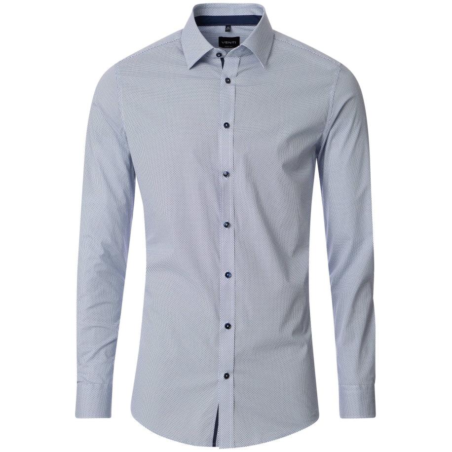 Venti Overhemd blauw, Bedrukt Blauw