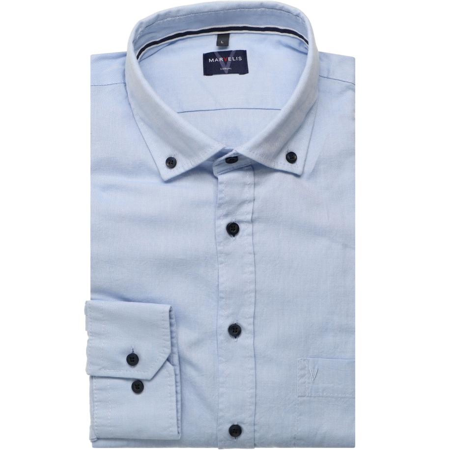 Marvelis Casual Overhemd blauw, Effen Blauw
