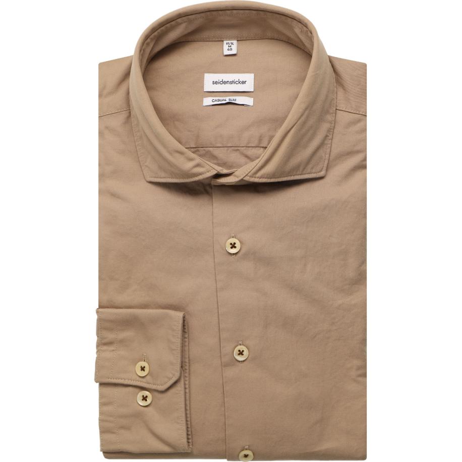 Seidensticker Smart Casual Overhemd beige, Effen Bruin