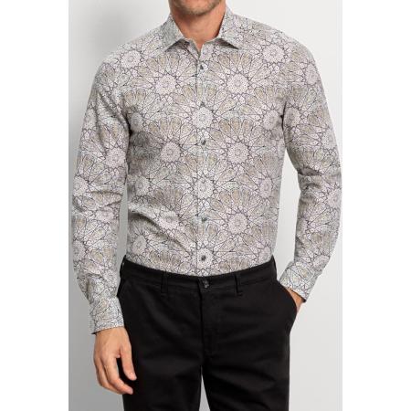 OLYMP Level Five Overhemd olijf, Bedrukt