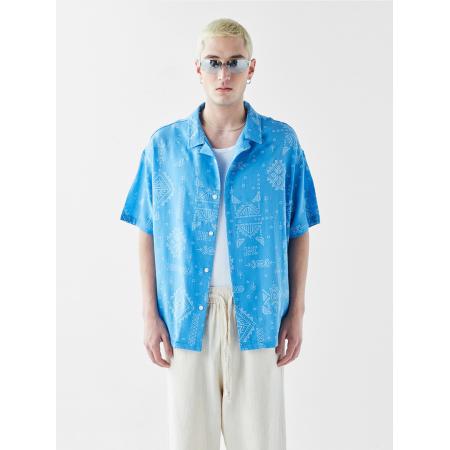 VAMOS CLO Overhemd blauw / wit