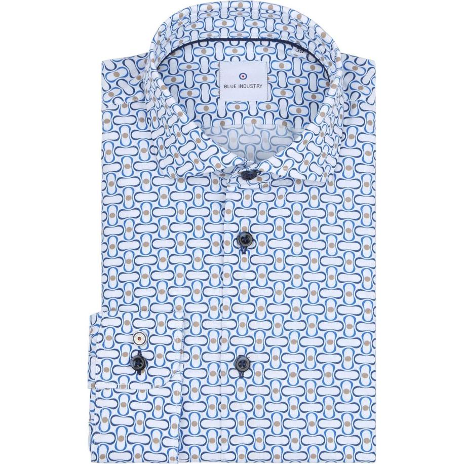 Blue Industry Overhemd Print Blauw Blauw