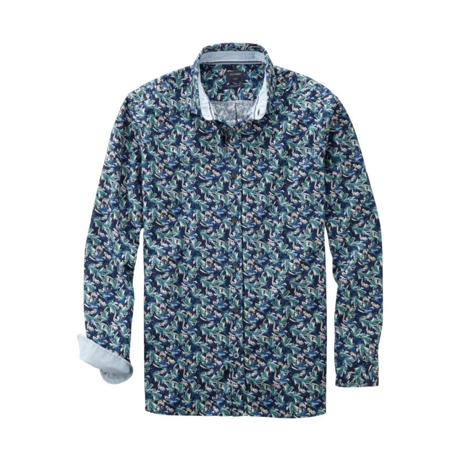 OLYMP Casual Overhemd marine, Bedrukt Blauw