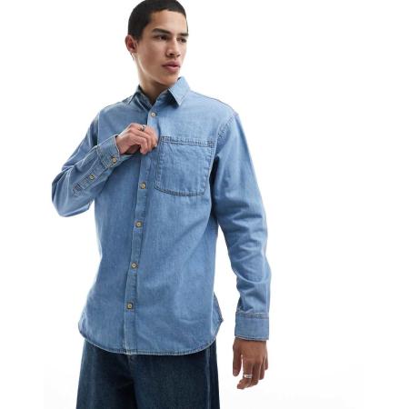 Jack & Jones - Denim overhemd met lange mouwen in lichtblauw