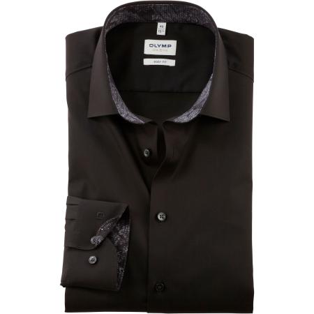 OLYMP Level Five Overhemd zwart, Effen
