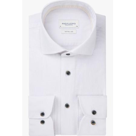 Profuomo Linnen Overhemd wit, Effen
