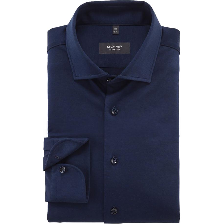 Olymp Signature Overhemd Jersey Navy Blauw