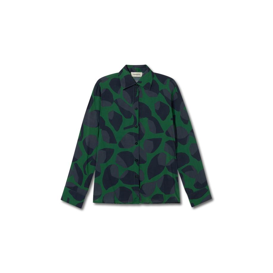 thinking mu Thinking MU Blouse Katha donkerblauw / donkergroen -