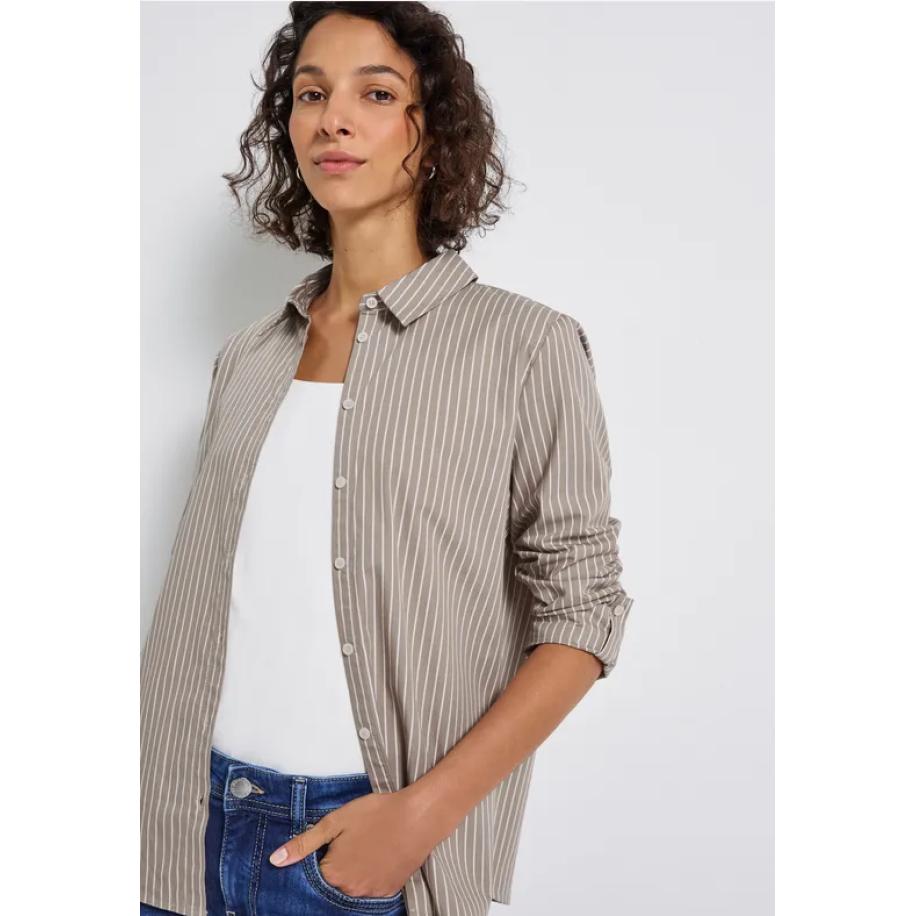 Street One Gestreepte zakelijke blouse Bruin