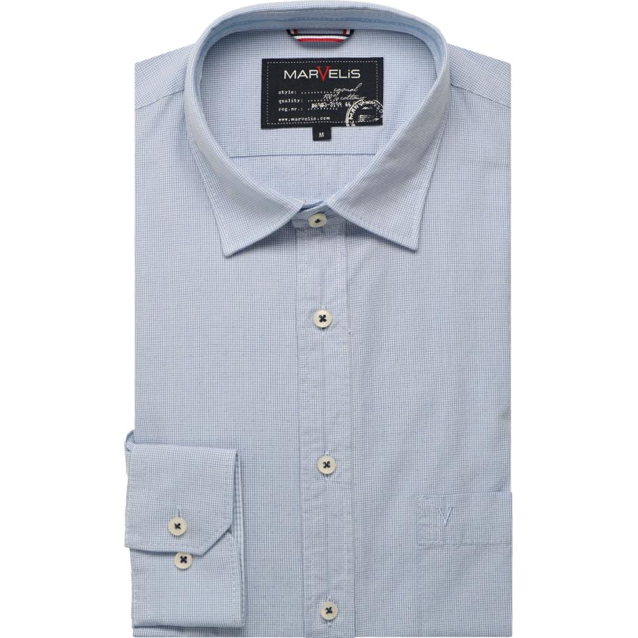 Marvelis Casual Overhemd blauw, Ruit Blauw
