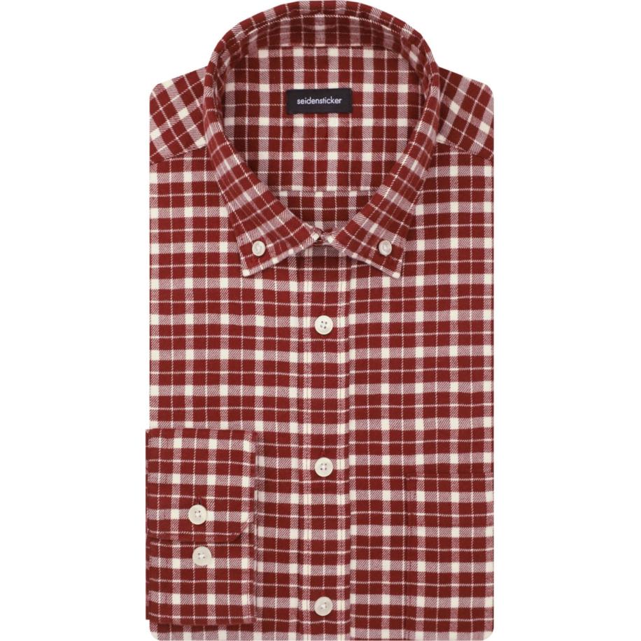 Seidensticker Overhemd oranje, Ruit Oranje