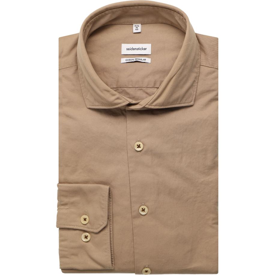 Seidensticker Smart Casual Overhemd beige, Effen Bruin