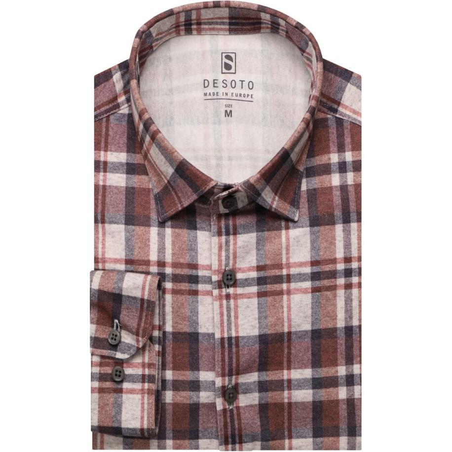 Desoto Jersey shirt rood/bruin, Ruit Multicolor