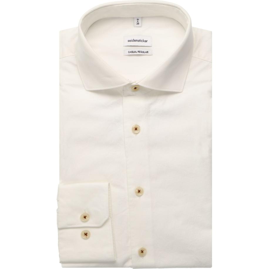 Seidensticker Smart Casual Overhemd ecru, Effen Wit