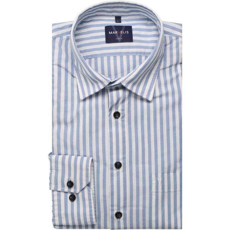 Marvelis Casual Overhemd blauw, Gestreept Blauw