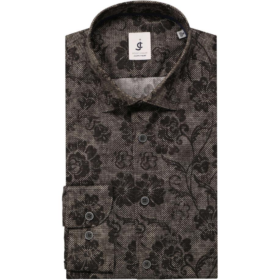 Jupiter Smart Casual Overhemd olijf, Motief Groen