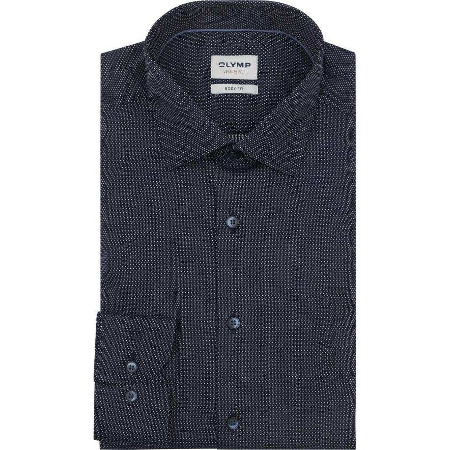OLYMP Level 5 Overhemd Pinpoint Navy Blauw