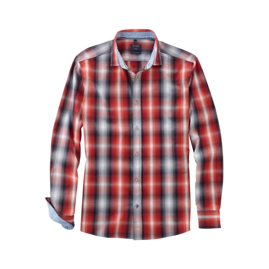 OLYMP Casual Overhemd rood, Ruit Rood