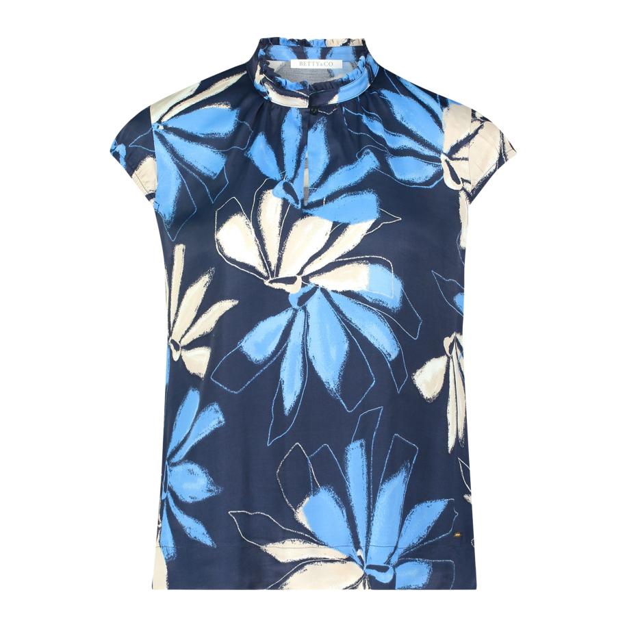 Betty & Co Betty & Co Blouse crème / navy / lichtblauw -