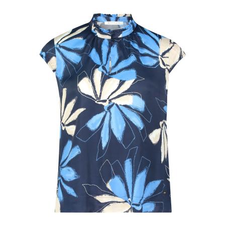 Betty & Co Betty & Co Blouse crème / navy / lichtblauw
